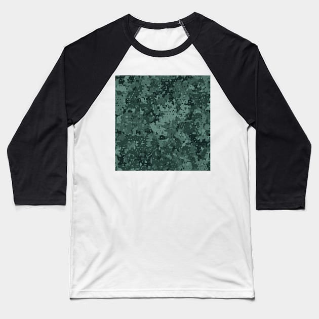 Green Micro Camo (Camouflage) Pattern Baseball T-Shirt by John Uttley